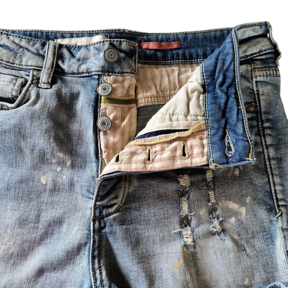 Anthropologie Pilcro Button Fly Faded Blue Denim Shortie Shorts Size 27 - Picture 3 of 11
